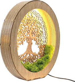 Stolová lampa Strom života s machom | ZIVENA: HDF - Orech 20 cm 4785-115180 LED0610-20-WALNUT