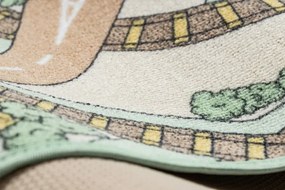 Detský koberec REBEL ROADS Playtime 32 Mesto protišmykový - béžový / zelený