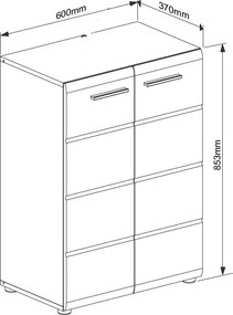 Skrinka Salsa, 60 cm, šedý dub/biela lesk