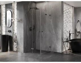 Mexen Lunar-F Duo, skladací sprchový kút 90 x 90 cm, 8mm číre sklo, grafitový profil, 836-090L-090P-95-00