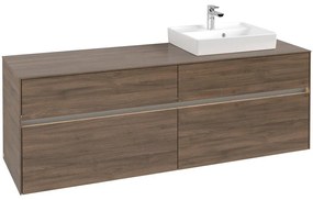 VILLEROY &amp; BOCH Collaro závesná skrinka pod umývadlo na dosku (umývadlo vpravo), 4 zásuvky, s LED osvetlením, 1600 x 500 x 548 mm, Arizona Oak, C079B0VH