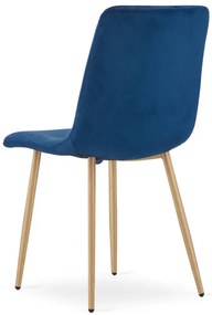 Set dvoch jedálenských stoličiek TURIN zamatový tmavomodrý (naturálne nohy) 2 ks