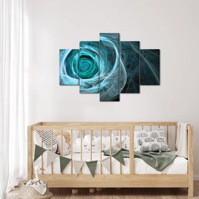 Obraz - Abstraktné ruže modrá s čiernym pozadím (150x105 cm)