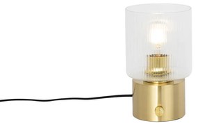 Stolná lampa Art Deco zlatá so sklom - Laura