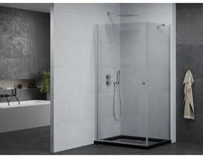 Mexen Pretoria, sprchovací kút 70 (dvere) x 120 (stena) cm, 6mm číre sklo, chrómový profil + čierna sprchová vanička, 852-070-120-01-00-4070