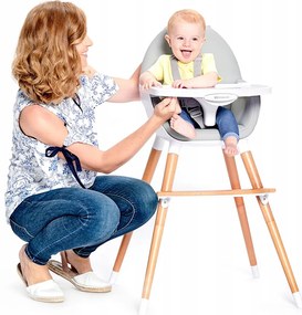 Drevená stolička na kŕmenie Kinderkraft Fini sivá