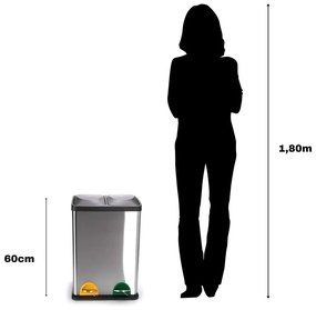 Oceľový odpadkový kôš 2x20 l na triedený odpad/nášľapný v matne striebornej farbe Tri Selectif – MSV