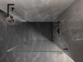 Mexen Lunar-B L pravý výklopný sprchový kút 95 x 90 cm, číre sklo, čierna matná, 832L-095-090-66-00-P