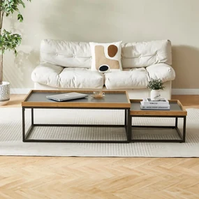 Autronic - Stůl konferenční, MDF deska šedá s dekorativní hranou divoký dub, černý kov. - CT-614 OAK VÝPRODEJ