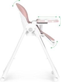 ECOTOYS Detská jedálenská Detská jedálenská stolička, polohovateľná, ekokoža, 5-bodová, ružová