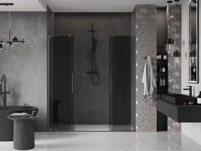 Mexen Velar L Duo, posuvné sprchové dvere do otvoru 200 cm, 8mm šedé sklo, brúsený grafit, 871-200-003-42-95
