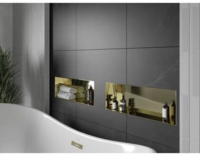 Mexen X-Wall-NR, polička na zapustenie pod obklad bez goliera 60 x 20 cm, zlatá lesklá, 1951602010