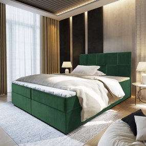 ERWIN 3D MANŽELSKÁ POSTEĽ 180X200 SMARAGDOVO ZELENÁ ZAMATOVÁ LÁTKA