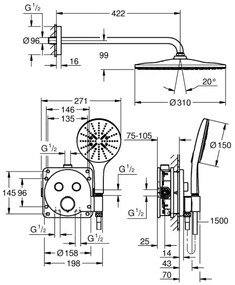 GROHE 34877000 - Sprchový systém VITALIO RAIN MONO 310 lesklý chróm