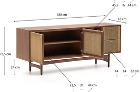 Hnedá nízka komoda v dekore orecha 180x73 cm Elan – Kave Home