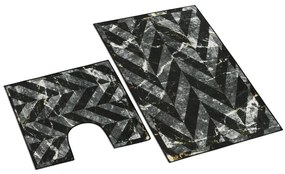 Bellatex Sada kúpeľňových predložiek Mramor čierna 3D, 60 x 100 cm, 60 x 50 cm