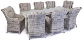 Záhradná jedálenská súprava KINGSTON 230 svetlo-sivá + svetlé podušky