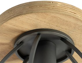 Priemyselné stropné svietidlo tmavosivé s drevenými prvkami - Arthur