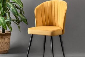Dizajnová stolička RUBI, zamat, žltá, čierna