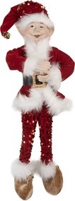Vianočné dekorácie Elf v červenom Santa obleku - 17*12*52 cm