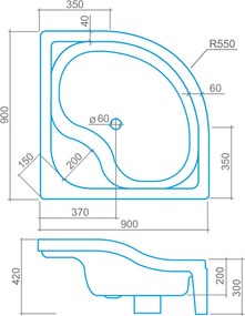 Roltechnik Polohlboká samonosná sprchová vanička SEMIDEEP NEO 80 cm 80 cm