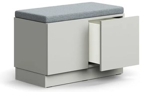 Lavica s úložným priestorom QBUS, so soklom, push otváranie, 534x800x420 mm, svetlošedá, šedé čalúne