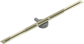 Mexen Flat Super Slim, super tenký odtokový žľab s 360° rotačným sifónom 130 cm, zlatá lesklá, 1551130
