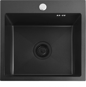 Rea Leo, 1-komorový oceľový drez 400x450x185 mm, čierna, ZLE-06002