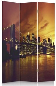 Ozdobný paraván Newyorský most - 110x170 cm, trojdielny, obojstranný paraván 360°