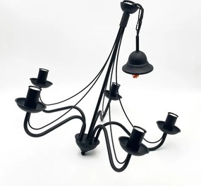 Luster na reťazi ANTON 5xE14/15W/230V čierny