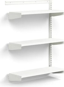Nástenný regál RELY, prídavná sekcia, oceľové police, 1221x900x300 mm, biela