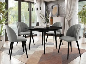Okrúhly stôl Botiler FI 120 so 4 stoličkami ST100 04, Farby: natura, Potah: Magic Velvet 2258, Farby nožičiek stola: čierna