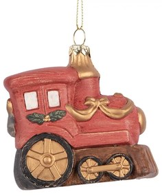 Závesná dekorácia červená mašinka - 9*5*9 cm
