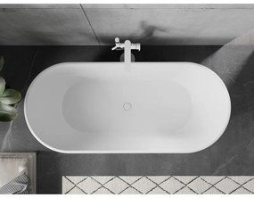 Mexen Flavia, voľne stojaca vaňa 150 x 75 cm, biela-čierna, biely prepad, 54031507575-20