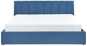 Čalúnená posteľ s úložným priestorom 180 x 200 cm modrá DREUX Beliani