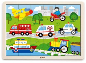 Detské drevené puzzle Viga Vozidla