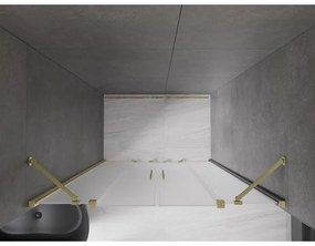 Mexen Velar Duo, posuvné sprchové dvere do otvoru 140 cm, 8mm sklo námraza, zlatá matná, 871-140-000-32-55
