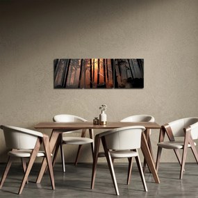 Obraz temného lesa (s hodinami) (90x30 cm)