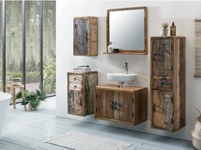 furniture-nabytek.cz - Masívne kúpeľňové zrkadlo Kalkata z recyklovaného dreva, lakované, viacfarebné – 70×70 cm