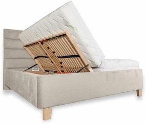 Posteľ čalúnená CALMIRA + lamelový rošt + matrac EMI