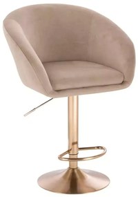 LuxuryForm DESIGN Barová stolička VENICE VELUR na zlatom tanieri - latte