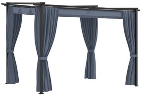 vidaXL Altánok so závesmi 3x3 m, antracitový, oceľ
