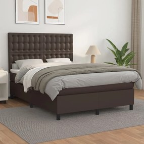 Boxspring posteľ s matracom hnedá 140x190 cm umelá koža 3142842