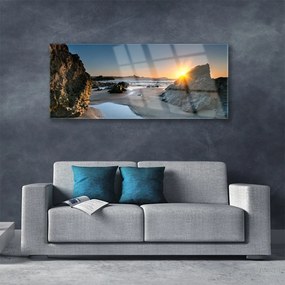 Obraz plexi Skala pláž slnko krajina 125x50 cm