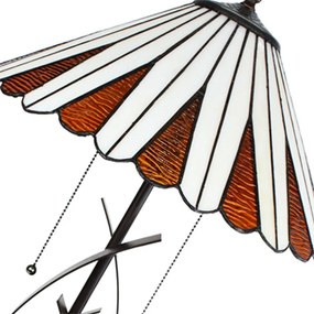 Béžovo-hnedá stolná lampa Tiffany Owa - Ø 41*69 cm E27/max 2*60W