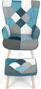 Kreslo patchwork s podnožkou AK-305B PWBL2