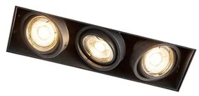 Moderné inteligentné zapustené bodové svietidlo čierne bezrámové vrátane 3 GU10 Wifi - Oneon 3