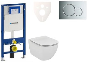 Cenovo zvýhodnený závesný WC set Geberit do ľahkých stien / predstenová montáž + WC Ideal Standard Tesi 111.300.00.5NE2