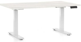 Výškovo nastaviteľný stôl OfficeTech D, 120 x 80 cm, biela podnož, biely jaseň
