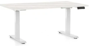 Výškovo nastaviteľný stôl OfficeTech D, 120 x 80 cm, biela podnož, biely jaseň